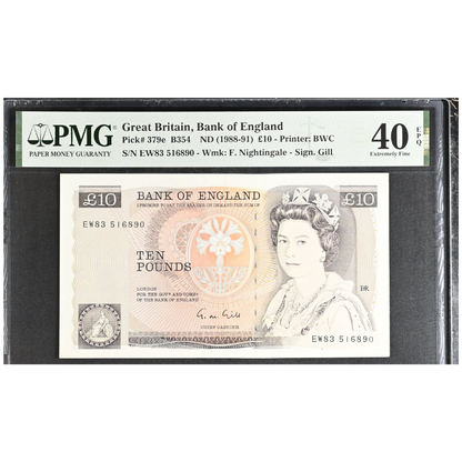 Great Britain 10 Pounds ND 1988-91 Pick 379e Extremely Fine 40 EPQ