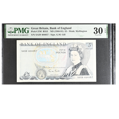 Great Britain 5 Pounds ND 1988-91 Pick 378f Very Fine 30 EPQ