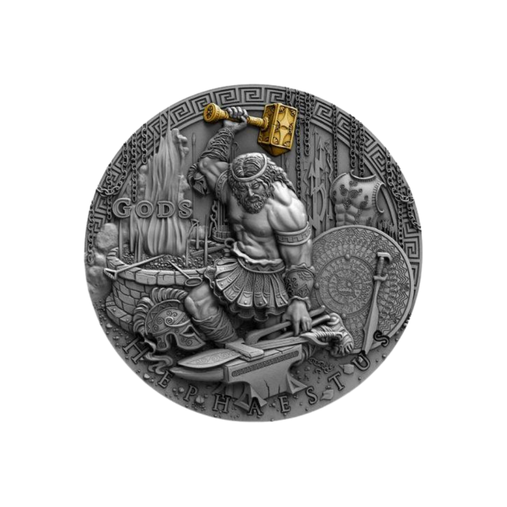 HEPHAESTUS God of blacksmiths Gods 2 Oz Silver Coin $2 Niue 2019