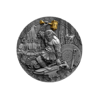 HEPHAESTUS God of blacksmiths Gods 2 Oz Silver Coin $2 Niue 2019