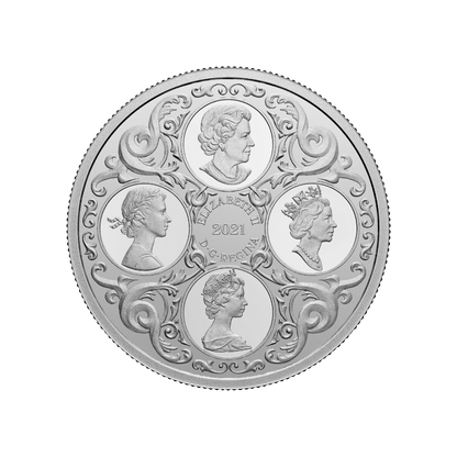 HER MAJESTY QUEEN ELIZABETH II LOVER KNOT TIARA 1 Oz Silver Coin $20 Canada 2021