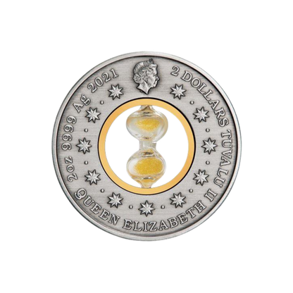 HOURGLASS 2 Oz Silver Coin $2 Tuvalu 2021