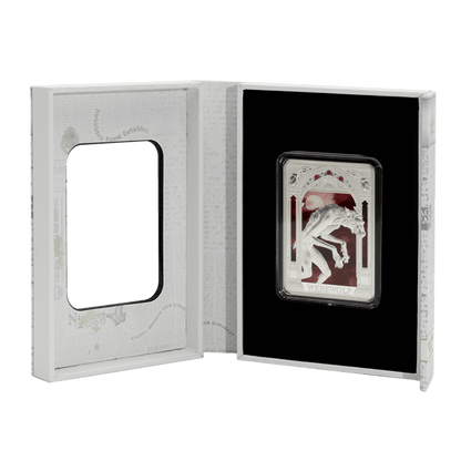 Harry Potter™ Magical Creatures Werewolf Silver Coin packaging opened - Agoro New Zealand Mint