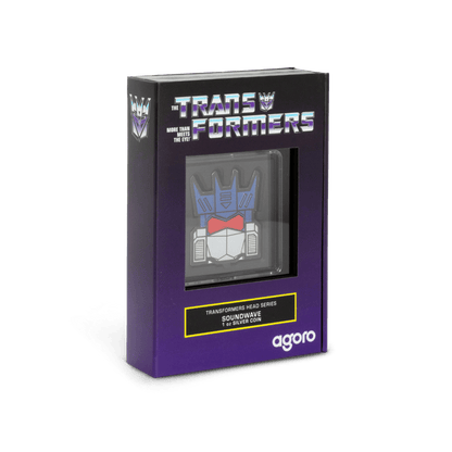 Transformers Heads Soundwave 1 Oz Silver Coin packaging - Agoro New Zealand Mint
