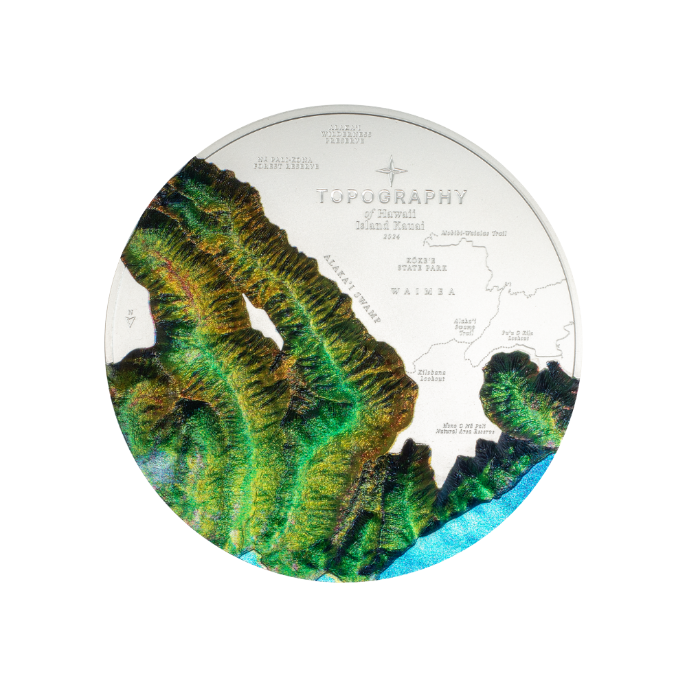 Hawaii Topography 5 Oz Silver Coin 2024