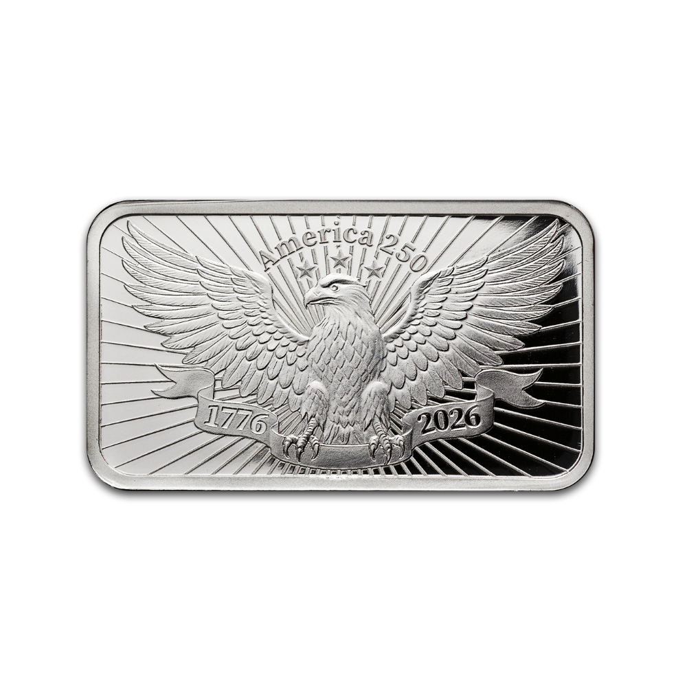 Heraldic Bald Eagle 250th Anniversary 1 Oz Silver Bar PAMP Suisse