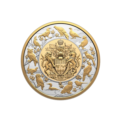 Heraldic Landscape Birds of Canada 5 Oz Silver Coin $50 Canada 2024