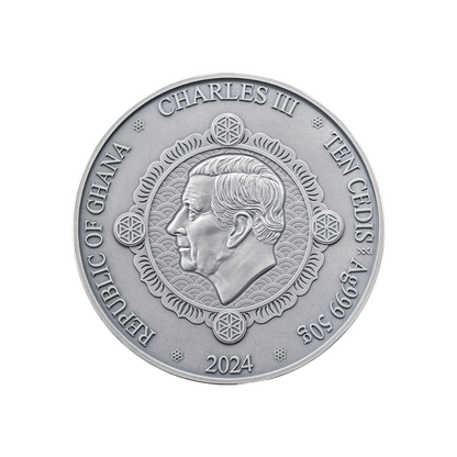 IMPERIAL GUARDIAN LIONS Oriental Culture Silver Coin 10 Cedis Ghana 2024