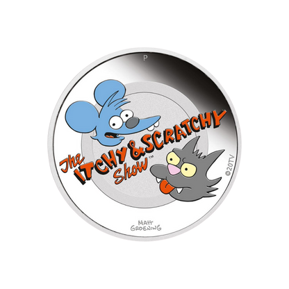 ITCHY and SCRATCHY™ Simpsons™ 1 Oz Silver Coin $1 Tuvalu 2021