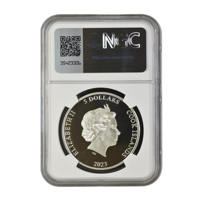 Iron Maiden-EDDIE THE TROOPER 1 Oz Silver Coin $5 Cook Islands 2023- NGC Graded PF 69 Ultra Cameo