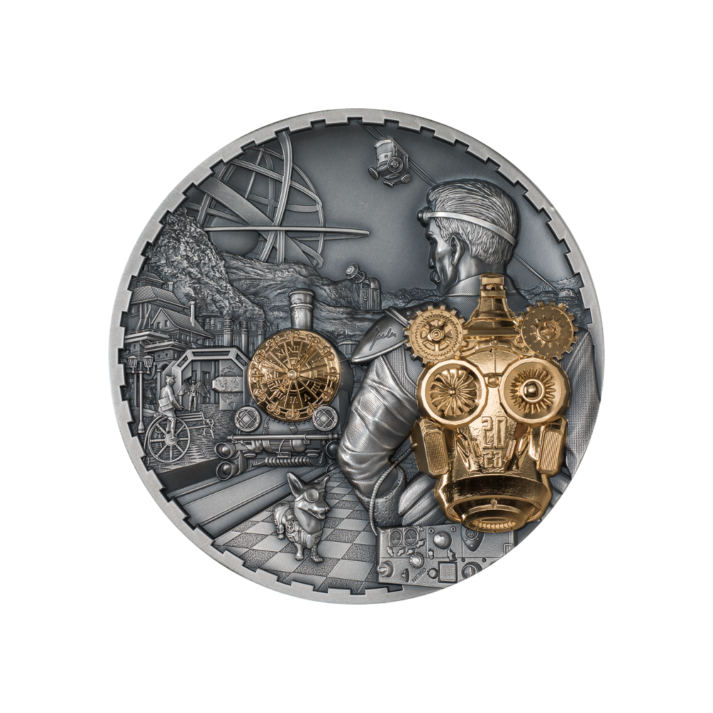 JET PACK Steampunk 1 Kg Kilo Edition Silver Coin $100 Cook Islands 2023