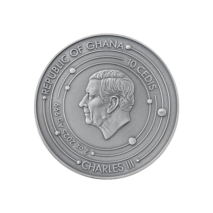 JUPITER Solar System 2 Oz Silver Coin 10 Cedis Ghana 2025