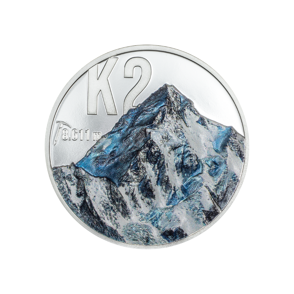 K2 Peaks 2 Oz Silver Coin $10 Cook Islands 2024