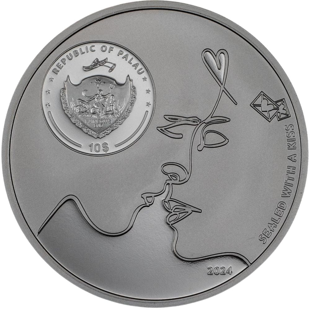 KISS IN THE KISS Carpe Diem 2 Oz Silver Coin $10 Palau 2024 - PARTHAVA COIN