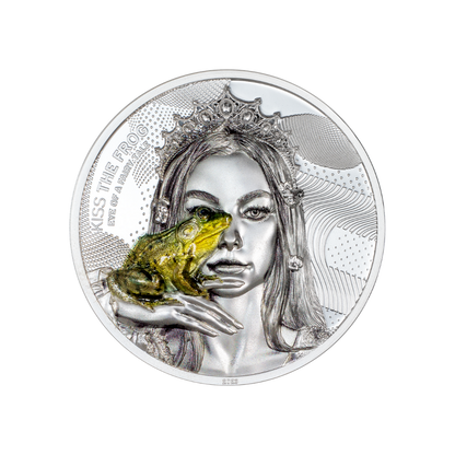 KISS THE FROG Eye of a Fairytale 2 Oz Silver Coin $10 Cook Islands 2023