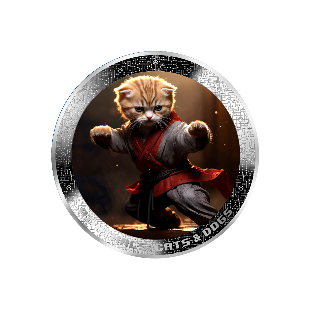 KUNG FU CAT AI-NIMALS 1 Oz Silver Coin 1000 Francs Cameroon 2025