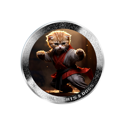KUNG FU CAT AI-NIMALS 1 Oz Silver Coin 1000 Francs Cameroon 2025