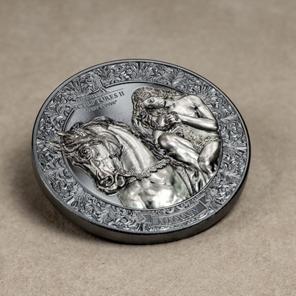 LADY GODIVA Eternal Sculptures II 3 Oz Silver Coin $20 Palau 2024