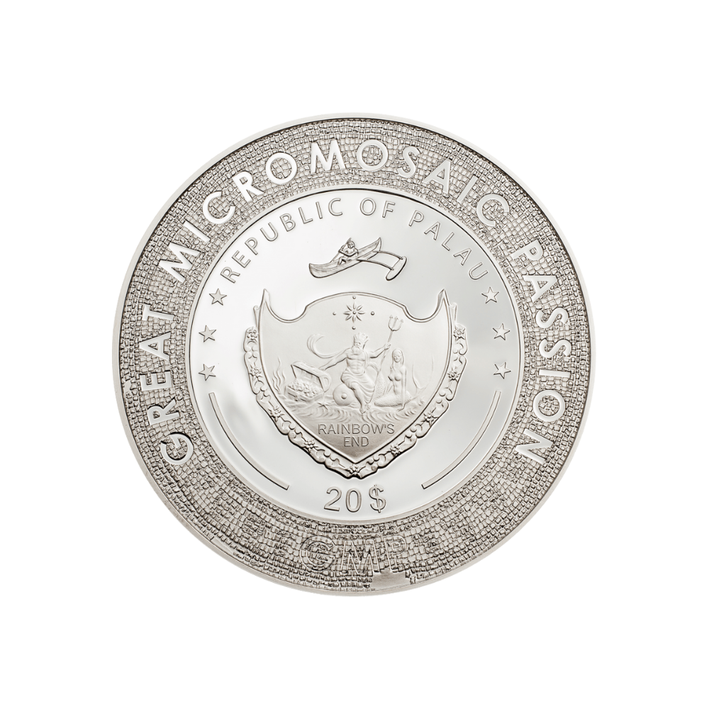 LADY WITH AN ERMINE Leonardo da Vinci Great Micromosaic Passion 3 Oz Silver Coin $20 Palau 2020