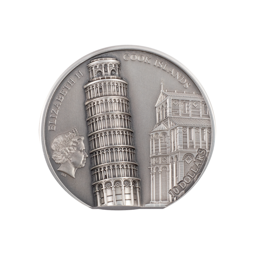 LEANING TOWER OF PISA 2 Oz Silver Coin $10 Cook Islands 2022