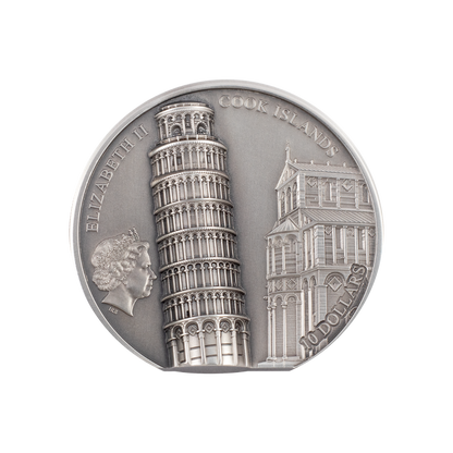 LEANING TOWER OF PISA 2 Oz Silver Coin $10 Cook Islands 2022