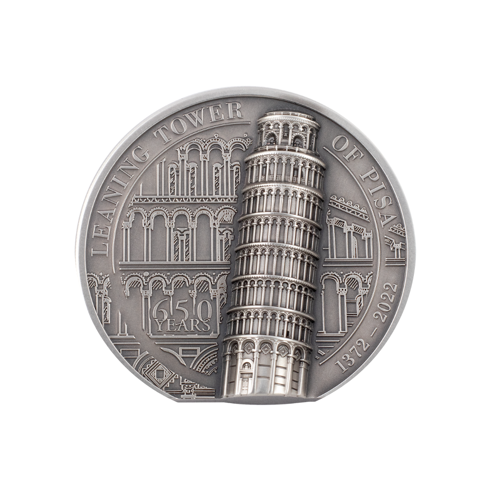 LEANING TOWER OF PISA 2 Oz Silver Coin $10 Cook Islands 2022