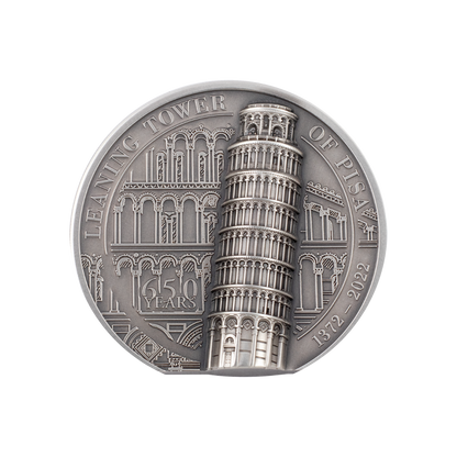 LEANING TOWER OF PISA 2 Oz Silver Coin $10 Cook Islands 2022
