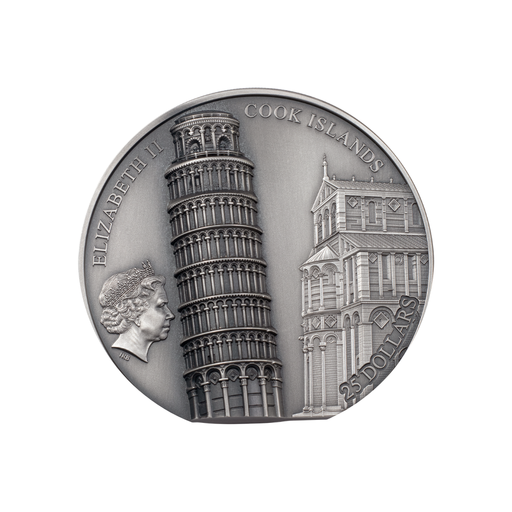 LEANING TOWER OF PISA 5 Oz Silver Coin $25 Cook Islands 2022