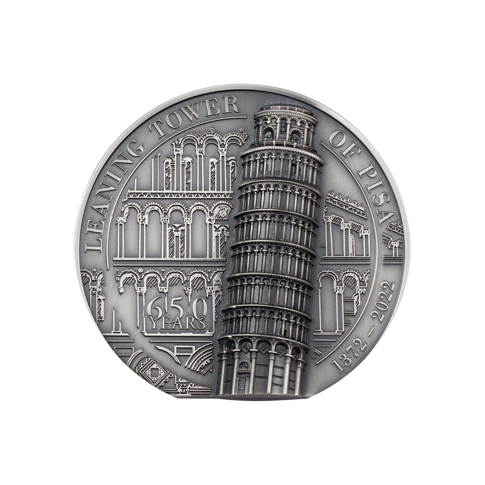 LEANING TOWER OF PISA 5 Oz Silver Coin $25 Cook Islands 2022