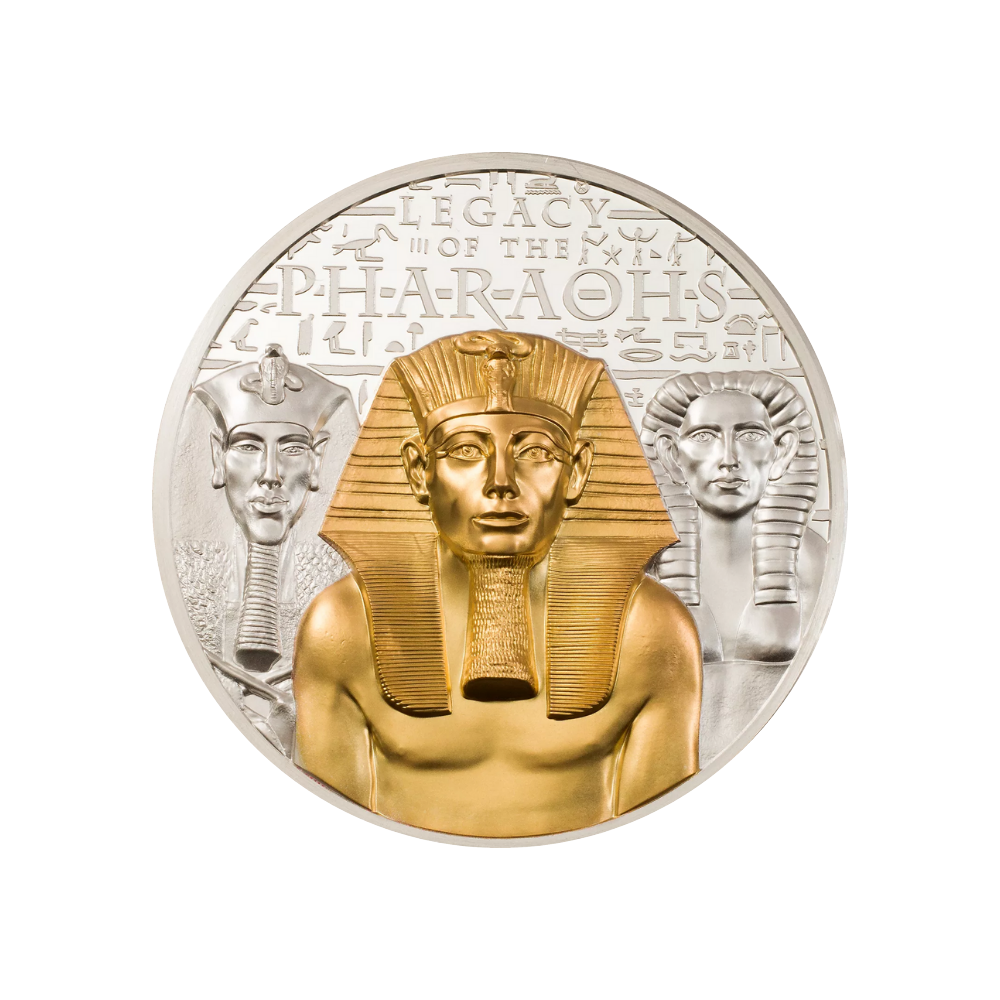 LEGACY OF THE PHARAOHS Gilded Proof 3 Oz Silver Coin $20 Cook Islands 2022
