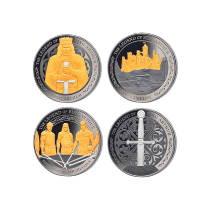 LEGEND OF KING ARTHUR Set 4 oz Silver Coins(4x1 oz) $5 Samoa 2022