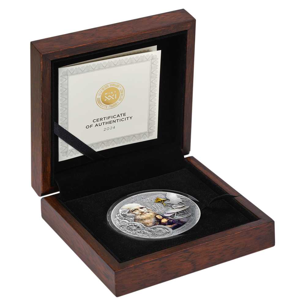 LEONARDO DA VINCI Futurists of the Past 2 Oz Silver Coin 2000 Francs Cameroon 2024 - PARTHAVA COIN