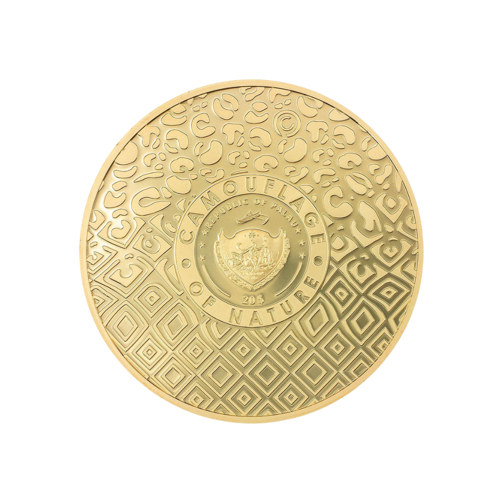 LEOPARD Camouflage of Nature Gilded 5 Oz Silver Coin $20 Palau 2024