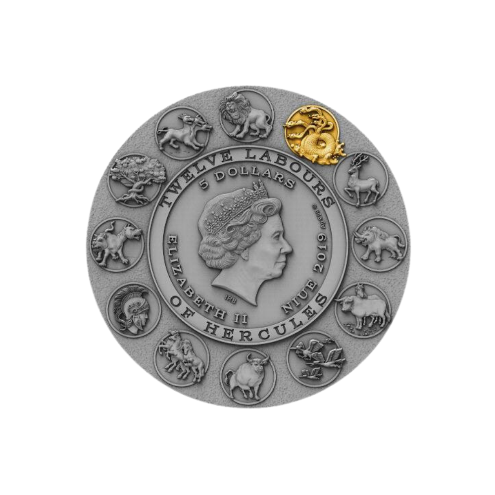 LERNAEAN HYDRA Twelve Labours of Hercules 2 Oz Silver Coin $5 Niue 2019