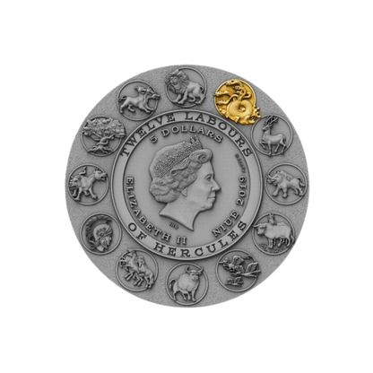 LERNAEAN HYDRA Twelve Labours of Hercules 2 Oz Silver Coin $5 Niue 2019