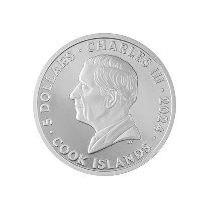 LION MONUMENT Lion of Lucerne 1 Oz Silver Coin $5 Cook Islands 2024