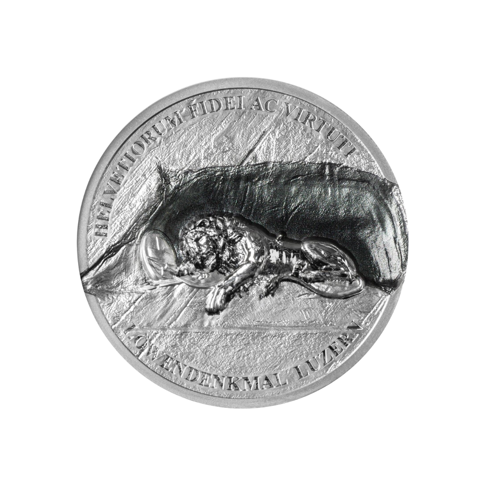 LION MONUMENT Lion of Lucerne 1 Oz Silver Coin $5 Cook Islands 2024