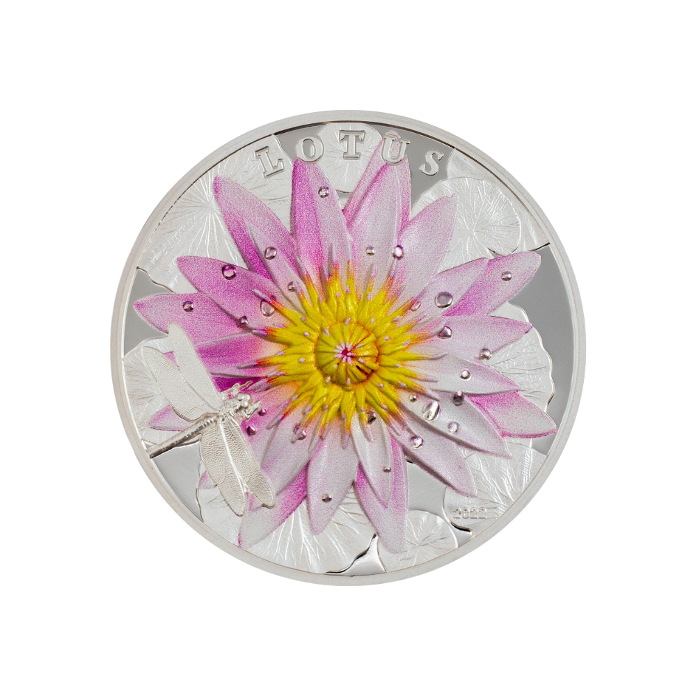 LOTUS Flowers 2 Oz Silver Coin $10 Palau 2022