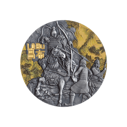 LU BU Warriors of Ancient China Gold Plating 3 Oz Silver Coin $5 Niue 2019