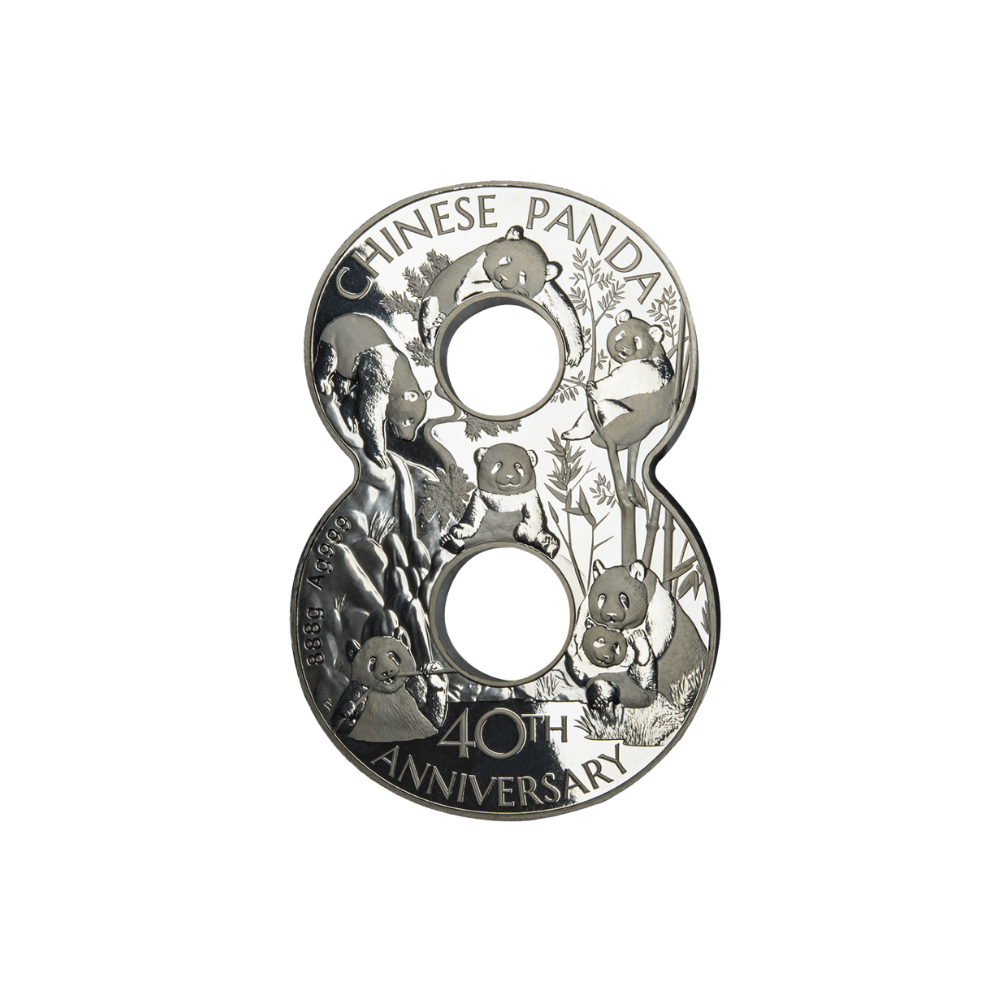 LUCKY EIGHT CHINESE PANDA 40th Anniversary 888g Silver Coin $5 Fiji 2022