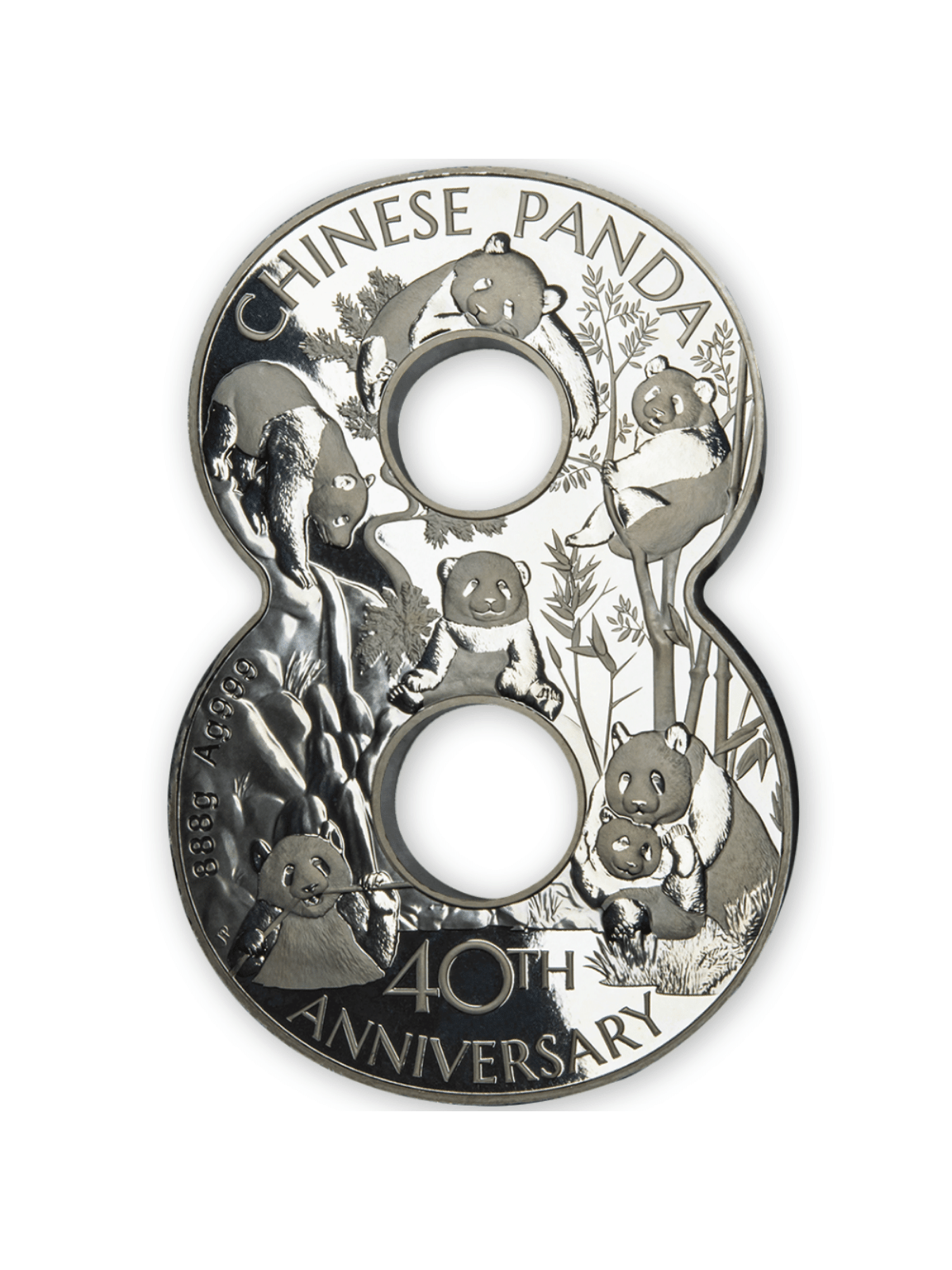 LUCKY EIGHT CHINESE PANDA 40th Anniversary 888g Silver Coin