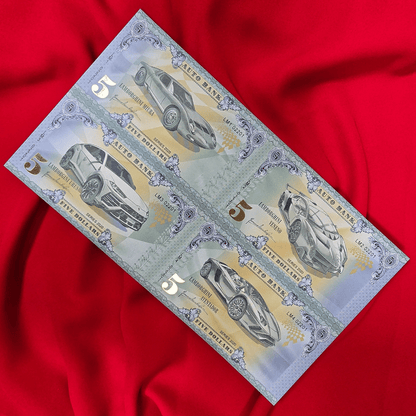 Lamborghini Auto Fantasy Note Limited Series Uncut Sheet of Four Notes