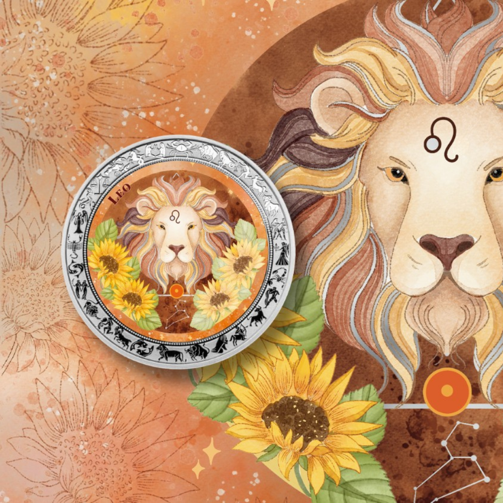 Leo Aquarelle Zodiac series 1 Oz Silver Coin 2026 PopCoins