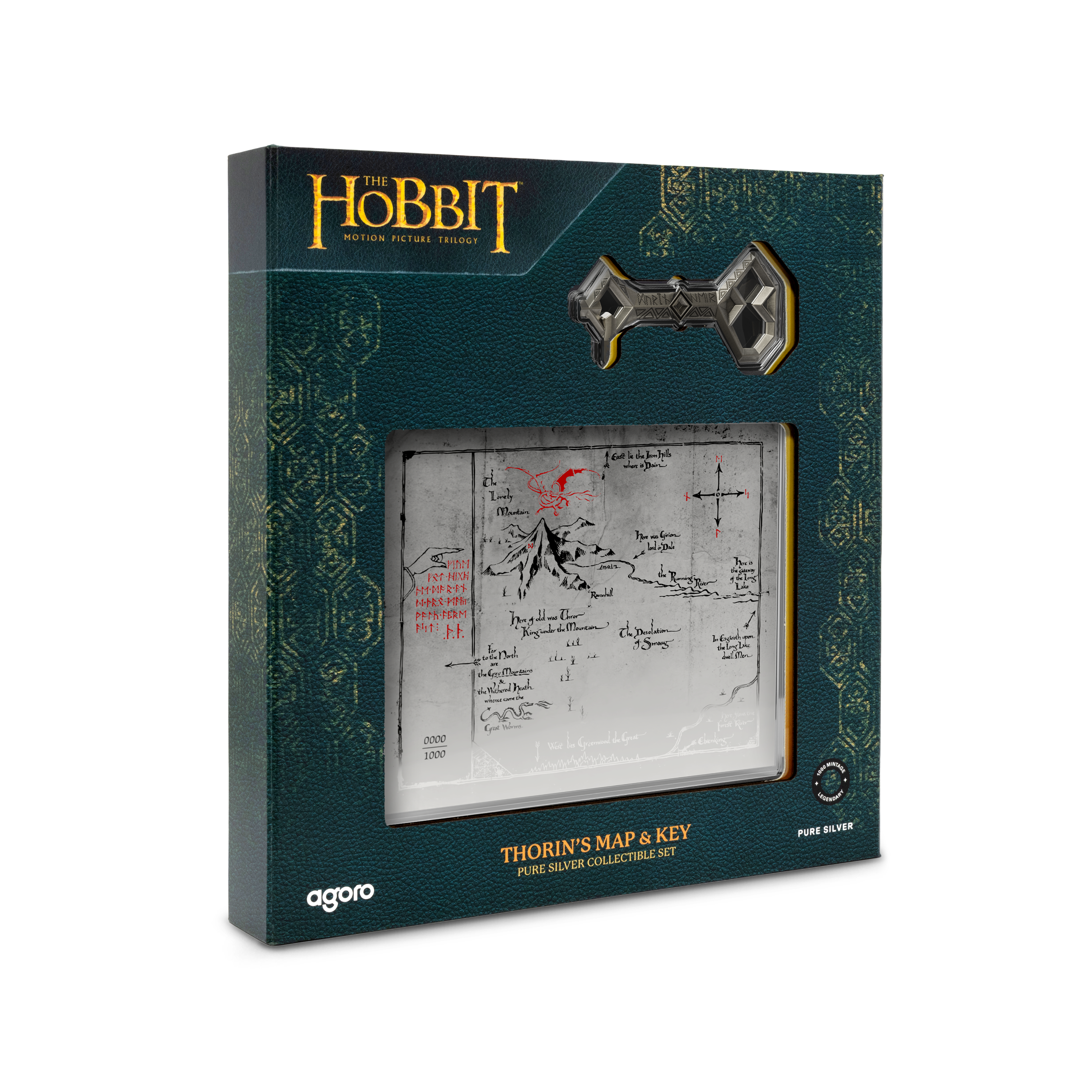 THE HOBBIT Thorin's Map and Key Silver Collectible Set AGORO