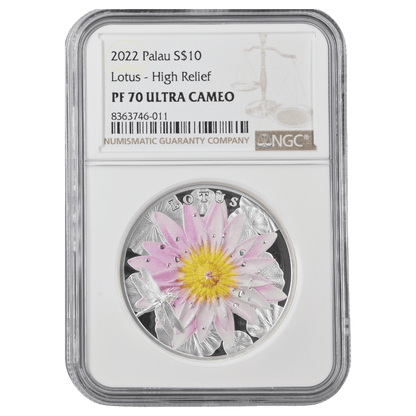 Lotus Flowers 2 Oz Silver Coin - PF 70 ULTRA CAMEO - PARTHAVA COIN