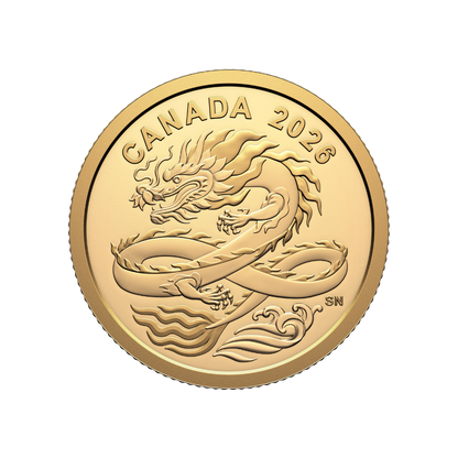 Lucky Dragon 1/20 Oz Pure Gold Coin Canada 2026 ROYAL CANADIAN MINT