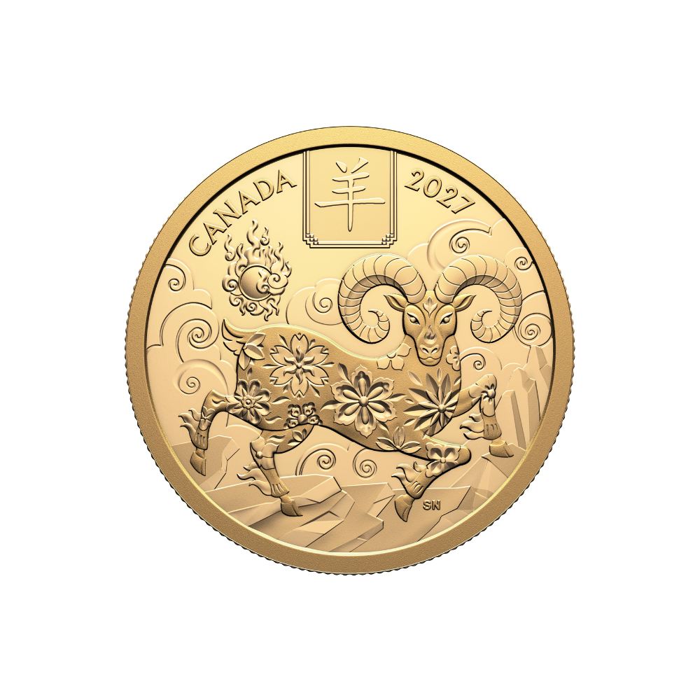 Lunar Year of the Goat Pure Gold Coin Canada 2027 Royal Canadian Mint