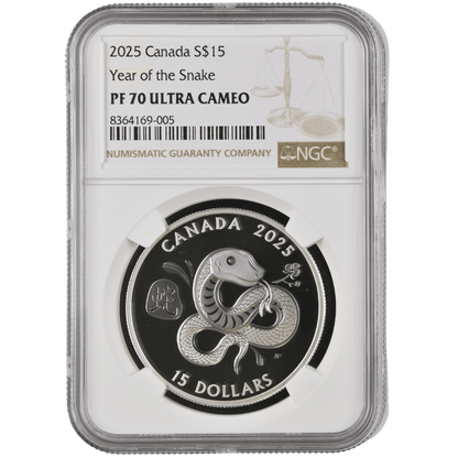 Lunar Year of the Snake 1 Oz Fine Silver Coin - PF 70 ULTRA CAMEO - PARTHAVA COIN