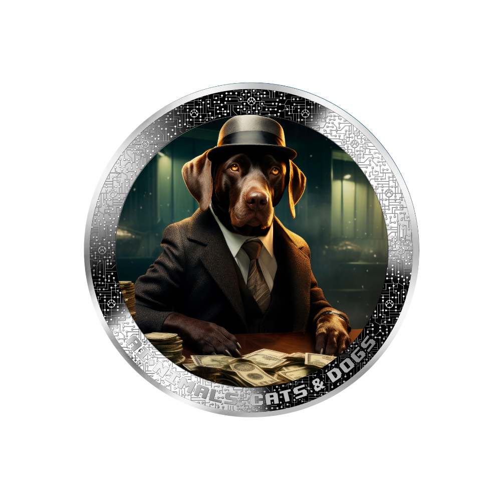 MAFIA BANKER DOG AI-NIMALS 1 Oz Silver Coin 1000 Francs Cameroon 2025