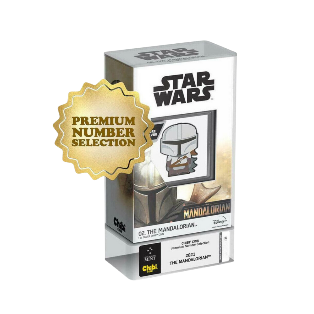 MANDALORIAN™ Star Wars Premium Number Chibi 1 Oz Silver Coin $2 Niue 2021